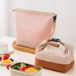 Sac à lunch de style japonais en toile naturelle, grand format fourre-tout pour travail et usage quotidien