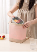Sac à lunch de style japonais en toile naturelle, grand format fourre-tout pour travail et usage quotidien