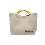 Sac à lunch de style japonais en toile naturelle, grand format fourre-tout pour travail et usage quotidien