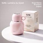 Gourde isotherme compacte 350 ml pour femme disponible en trois coloris : blanc, jaune et rose avec paille