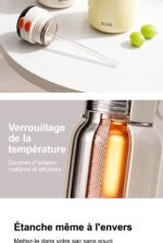 Gourde isotherme compacte 350 ml pour femme disponible en trois coloris : blanc, jaune et rose avec paille