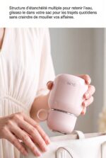 Gourde isotherme compacte 350 ml pour femme disponible en trois coloris : blanc, jaune et rose avec paille